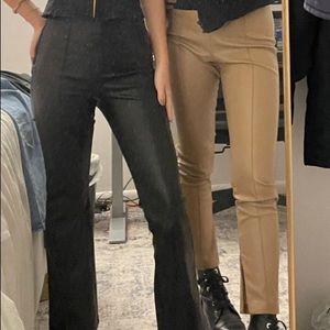 Tan Beige Faux Leather Pants Zara Medium